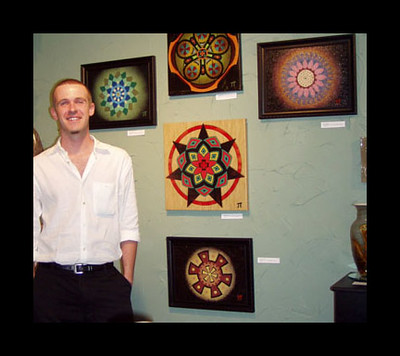 SignFire artist Jarrett Terrill with his mandala paintings